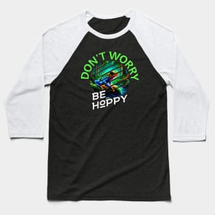 Brazil Funny Pun Don't Worry Be Happy Psychedelic Frog Baseball T-Shirt